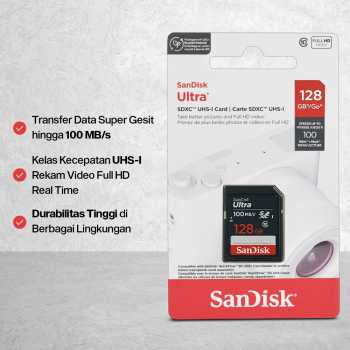 Gambar produk SanDisk Ultra SDHC/XC UHS-I Card Class 10 100MB/s 128GB - SDSDUNR-GN3IN