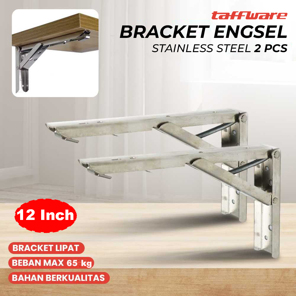 Taffware Bracket Engsel Stainless Steel 65kg 12Inch 2 PCS - XIDA-JM006 Gambar produk Taffware Bracket Engsel Stainless Steel 65kg 12Inch 2 PCS - XIDA-JM006