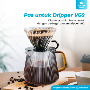 Gambar produk One Two Cups Coffee Server V60 Drip Pour Over Borosilicate Glass 500ml - SPA865