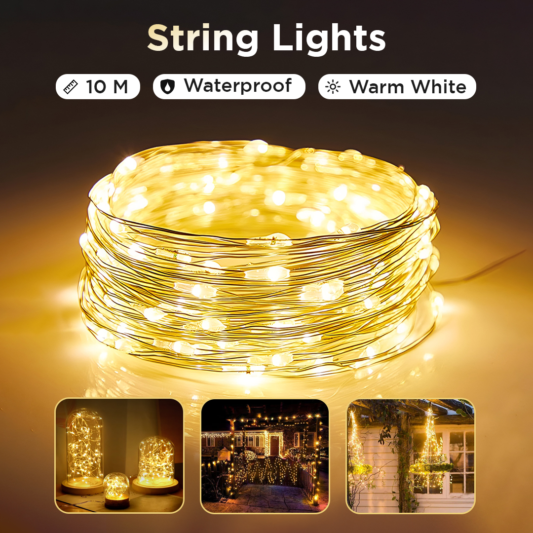 Gambar produk OKAL Lampu Hias String Lights Fairy Battery Box Waterproof 100 LED 10M - G3