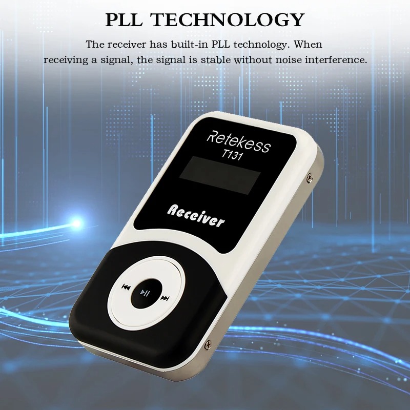 RETEKESS Audio Tour Guide Wireless Receiver 600mAh with Earphone - T131 Gambar produk RETEKESS Audio Tour Guide Wireless Receiver 600mAh with Earphone - T131