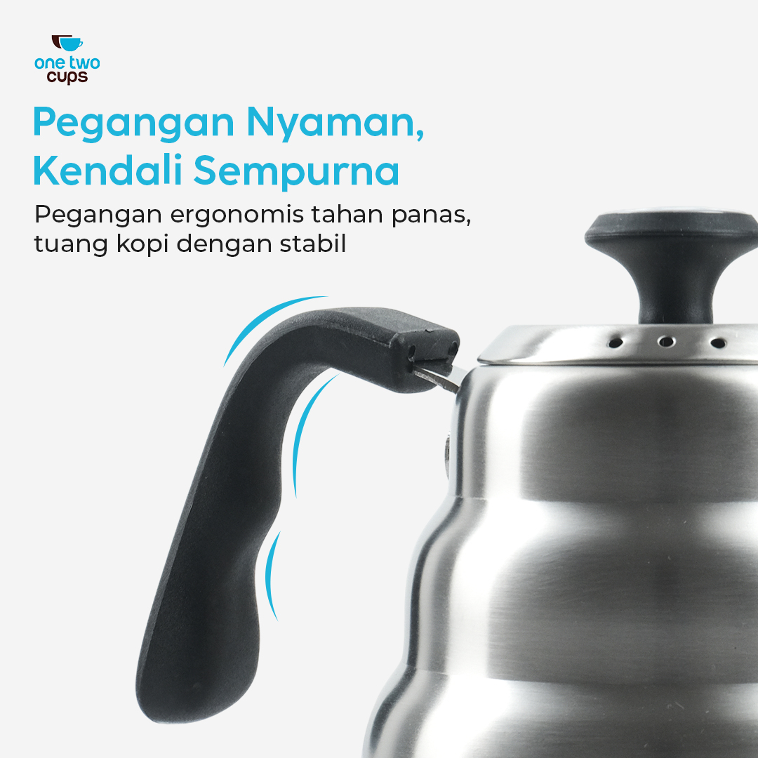 One Two Cups Teko Kopi Leher Angsa Gooseneck Pour Over Thermometer 1L - OTC201 Gambar produk One Two Cups Teko Kopi Leher Angsa Gooseneck Pour Over Thermometer 1L - OTC201