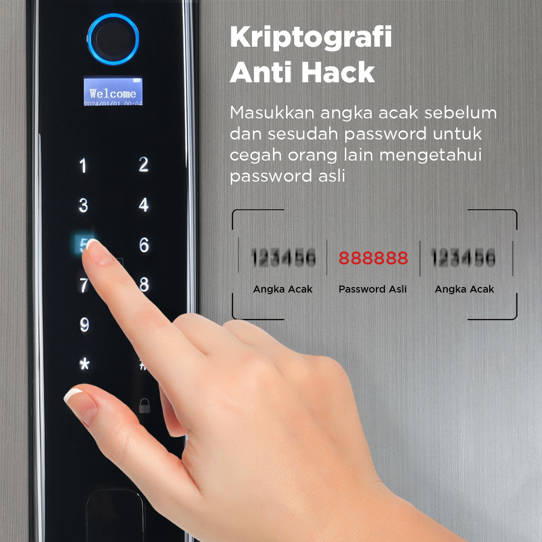 SMARTSTONE Smart Door Lock Fingerprint Face Recognition Tuya App - CS7 Gambar produk SMARTSTONE Smart Door Lock Fingerprint Face Recognition Tuya App - CS7