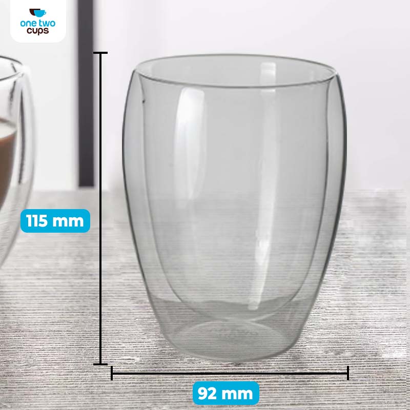 Gambar produk One Two Cups Gelas Kaca Aesthetic Tahan Panas Double Wall Glass 350ml - PLY1704