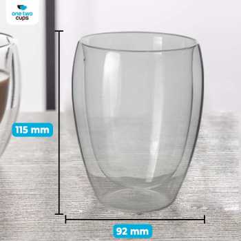 Gambar produk One Two Cups Gelas Kaca Aesthetic Tahan Panas Double Wall Glass 350ml - PLY1704
