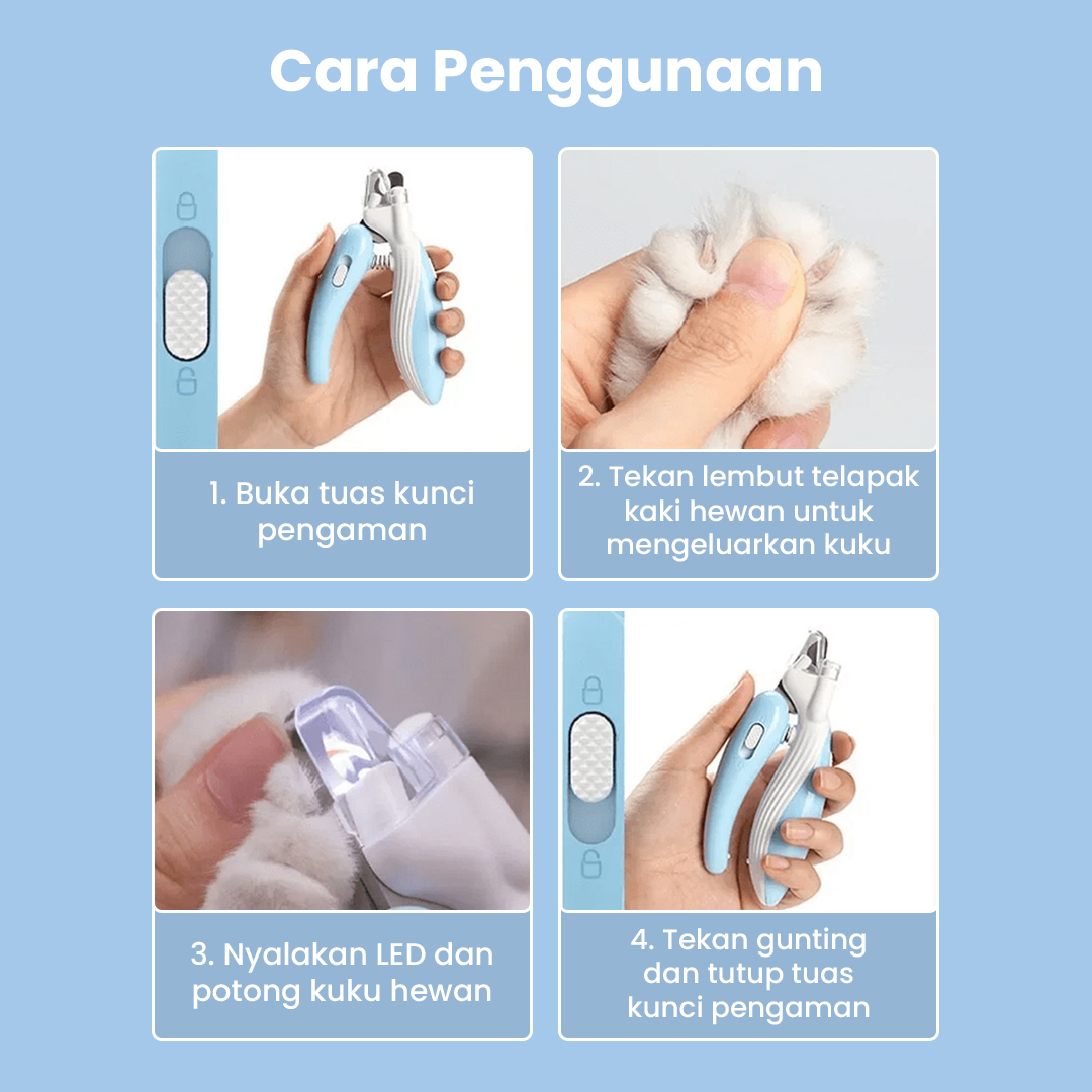 YIYUEQIANLI Pemotong Kuku Hewan Pet Dog Cat Nail Clipper LED - YIY001 Gambar produk YIYUEQIANLI Pemotong Kuku Hewan Pet Dog Cat Nail Clipper LED - YIY001