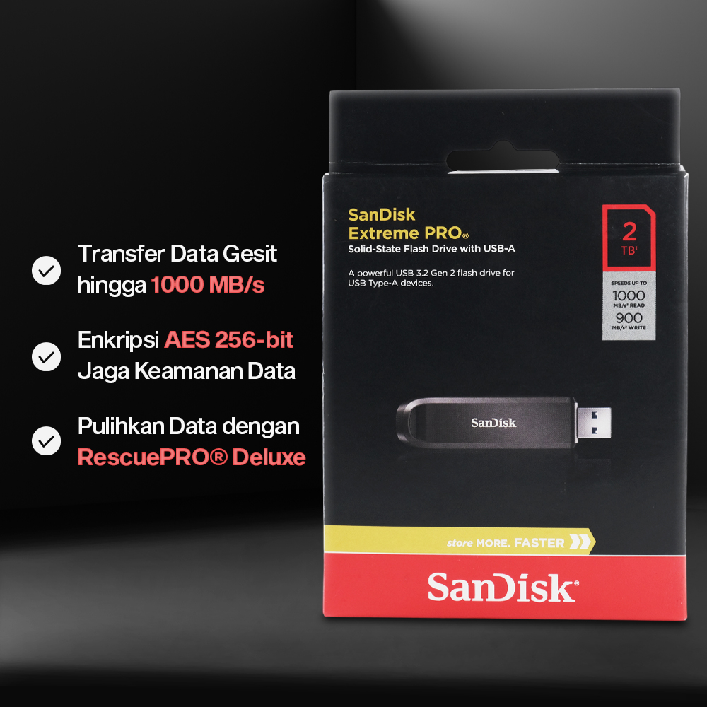 Gambar produk SanDisk Extreme PRO Flashdisk with USB Type A 3.2 Gen 2 2TB - SDCZ820
