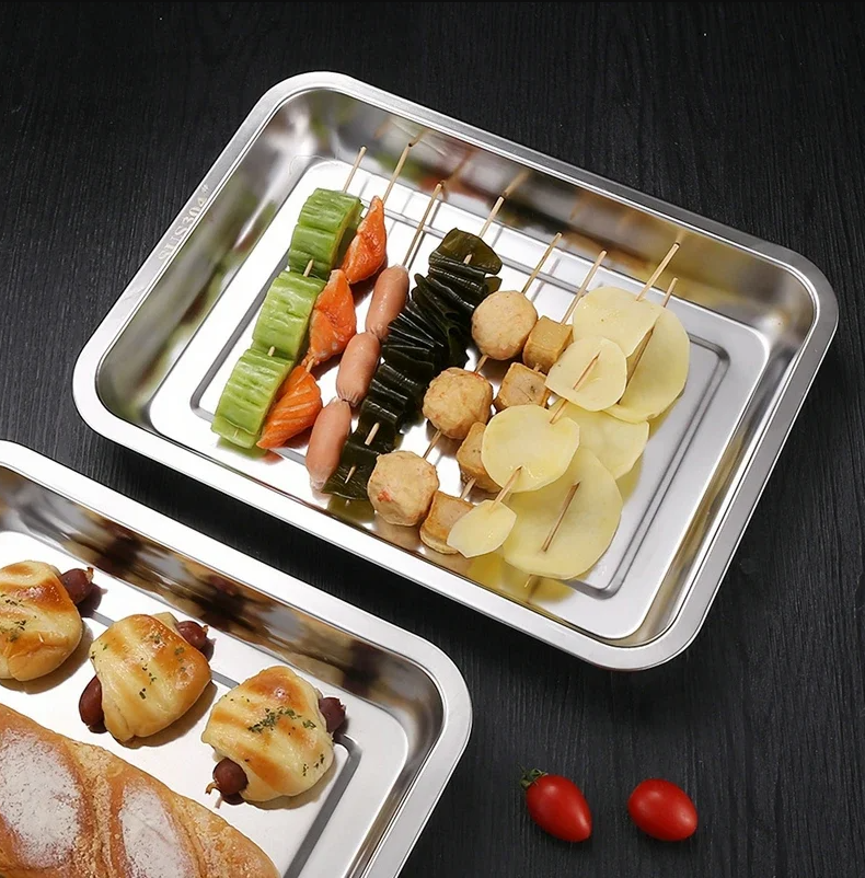 Gambar produk Panina Tray Baki Nampan Makanan Food Container Kitchen Stainless 304 27x20x4.8cm - PN50