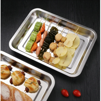 Gambar produk Panina Tray Baki Nampan Makanan Food Container Kitchen Stainless 304 27x20x4.8cm - PN50