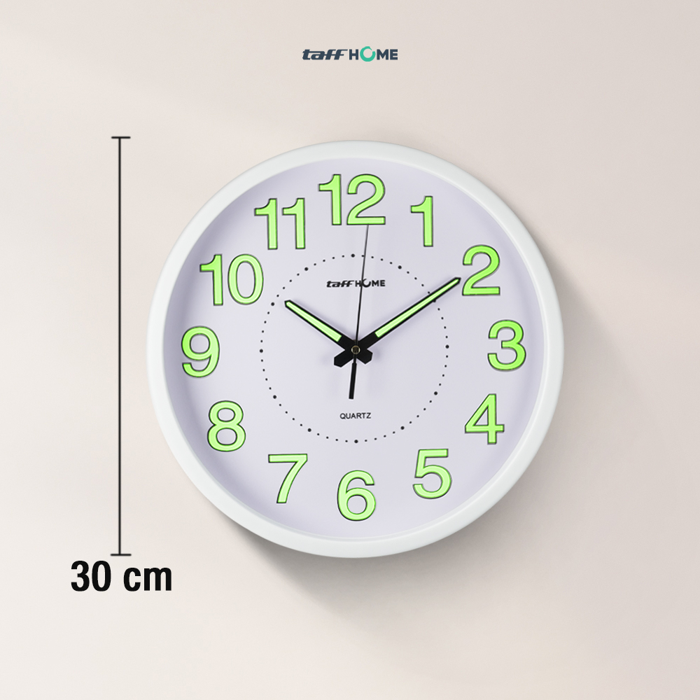 Gambar produk TaffHOME Jam Dinding Bulat Quartz Luminous Glow in The Dark 30cm MDB4