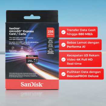 Gambar produk SanDisk microSD Express UHS-I Class 10 U3 880MB/s 256GB - SDSQXFN