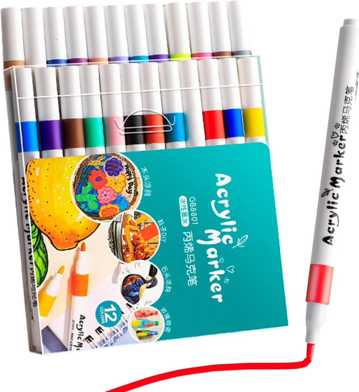 Gambar produk HUNJHYC Spidol Warna Anak Acrylic Marker Fine Tip Quick Dry Waterproof 24 Warna - GB8801