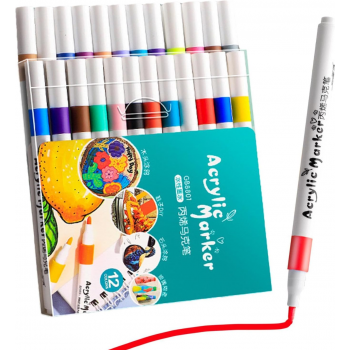 HUNJHYC Spidol Warna Anak Acrylic Marker Fine Tip Quick Dry Waterproof - GB8801
