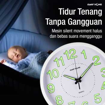 Gambar produk TaffHOME Jam Dinding Bulat Quartz Luminous Glow in The Dark 30cm MDB4