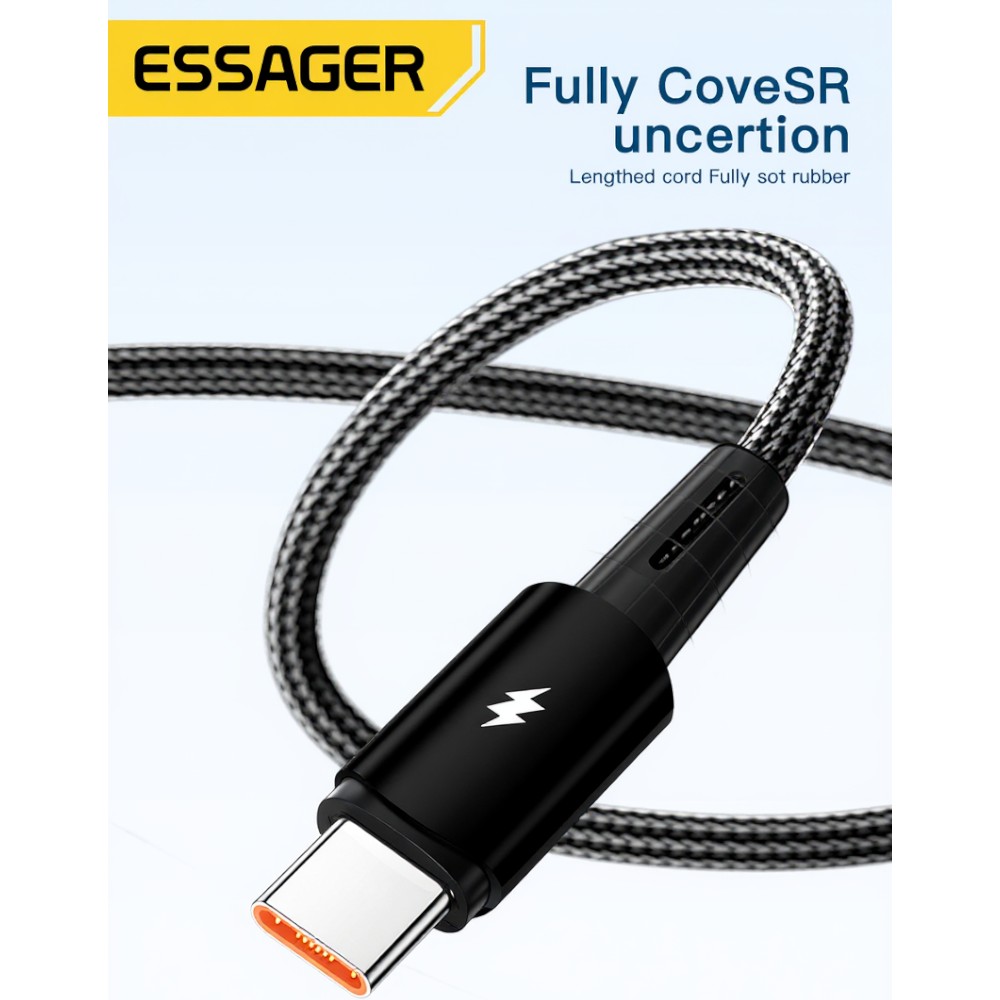 ESSAGER Kabel Data USB Type A to Type C Fast Charging 120W 6A 2M - EXC120-CG01-P Gambar produk ESSAGER Kabel Data USB Type A to Type C Fast Charging 120W 6A 2M - EXC120-CG01-P