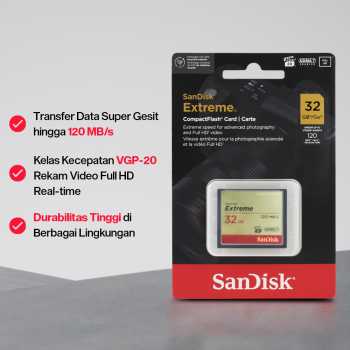 Gambar produk SanDisk Extreme Compact Flash Card VGP-20 120MB/s 32GB - SDCFXSB