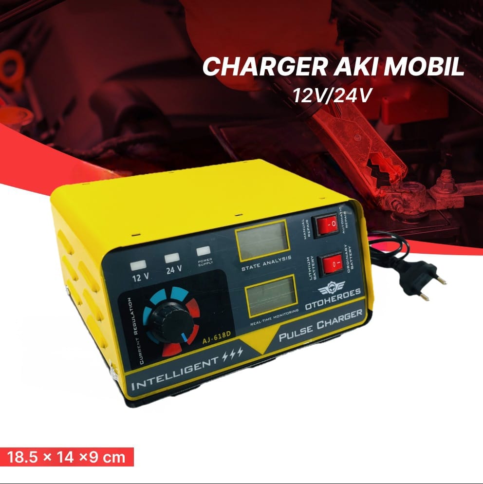 OTOHEROES Charger Aki Mobil Intelligent Battery Charger 12V/24V - AJ-618D Gambar produk OTOHEROES Charger Aki Mobil Intelligent Battery Charger 12V/24V - AJ-618D