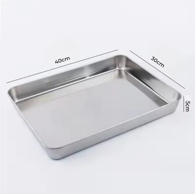 Eggy Loyang Nampan Tray Grill Pan Oven Baking Stainless Steel 430 40x30x5cm - EG36 Gambar produk Eggy Loyang Nampan Tray Grill Pan Oven Baking Stainless Steel 430 40x30x5cm - EG36