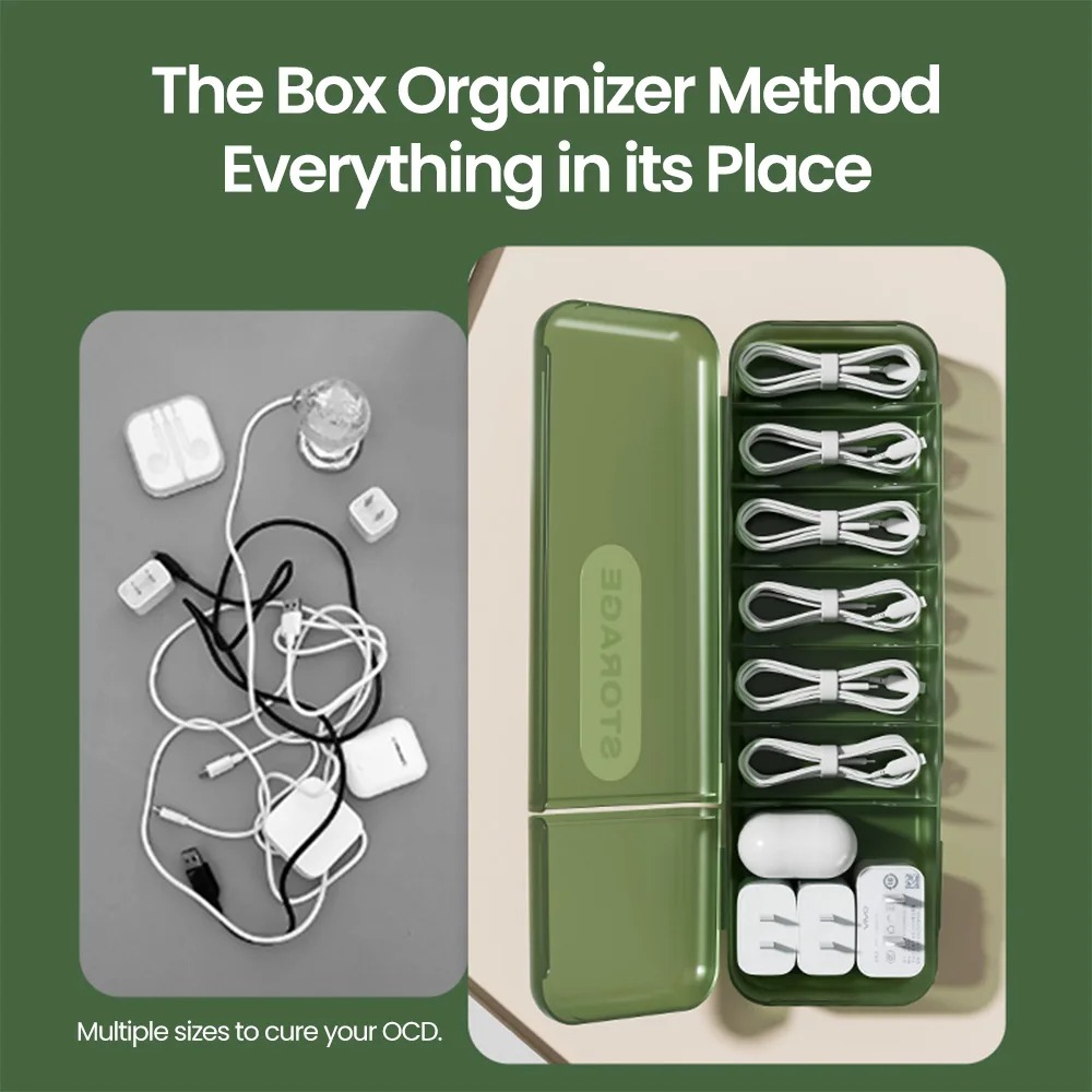 Gambar produk Pupu Kotak Kabel Organizer Data Cable Storage Box 6 Slot with Cover - INU166