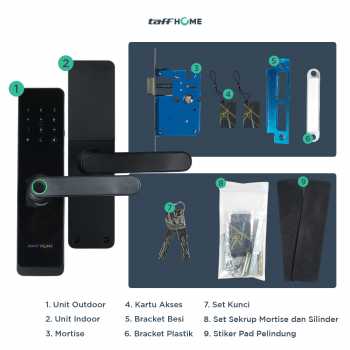 Gambar produk TaffHOME Smart Door Lock Fingerprint Password Card RFID Alarm - H1-XG