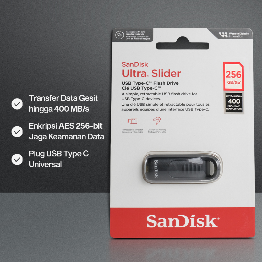 Gambar produk SanDisk Ultra Slider Flashdisk USB Type C 256GB - SDCZ480