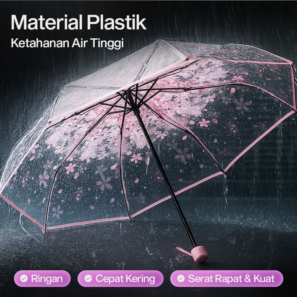Gambar produk Yesello Payung Lipat Manual Motif Cherry Blossom 8 Bone 95cm - E023