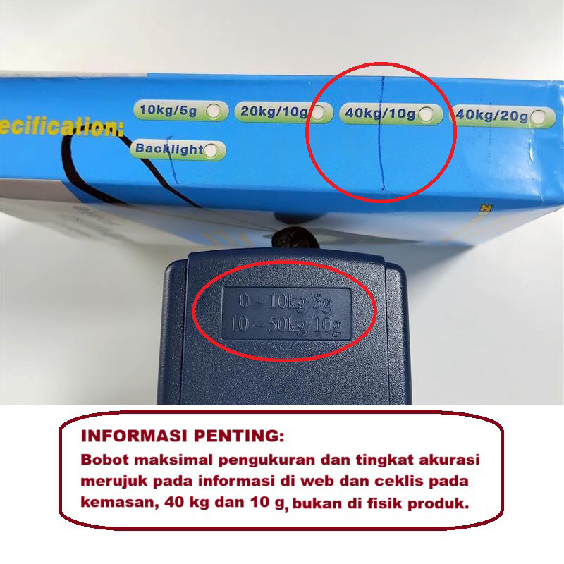 Gambar produk Vastar Timbangan Koper Tas Gantung Digital with Backlight LED 40kg 10g - OCS-3