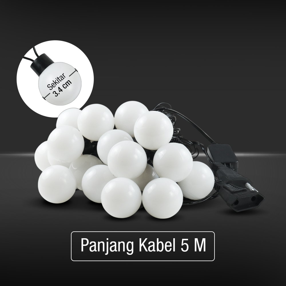 Gambar produk SHHE Lampu Hias String Lights Model Bohlam Waterproof 20 LED 5M - PD039