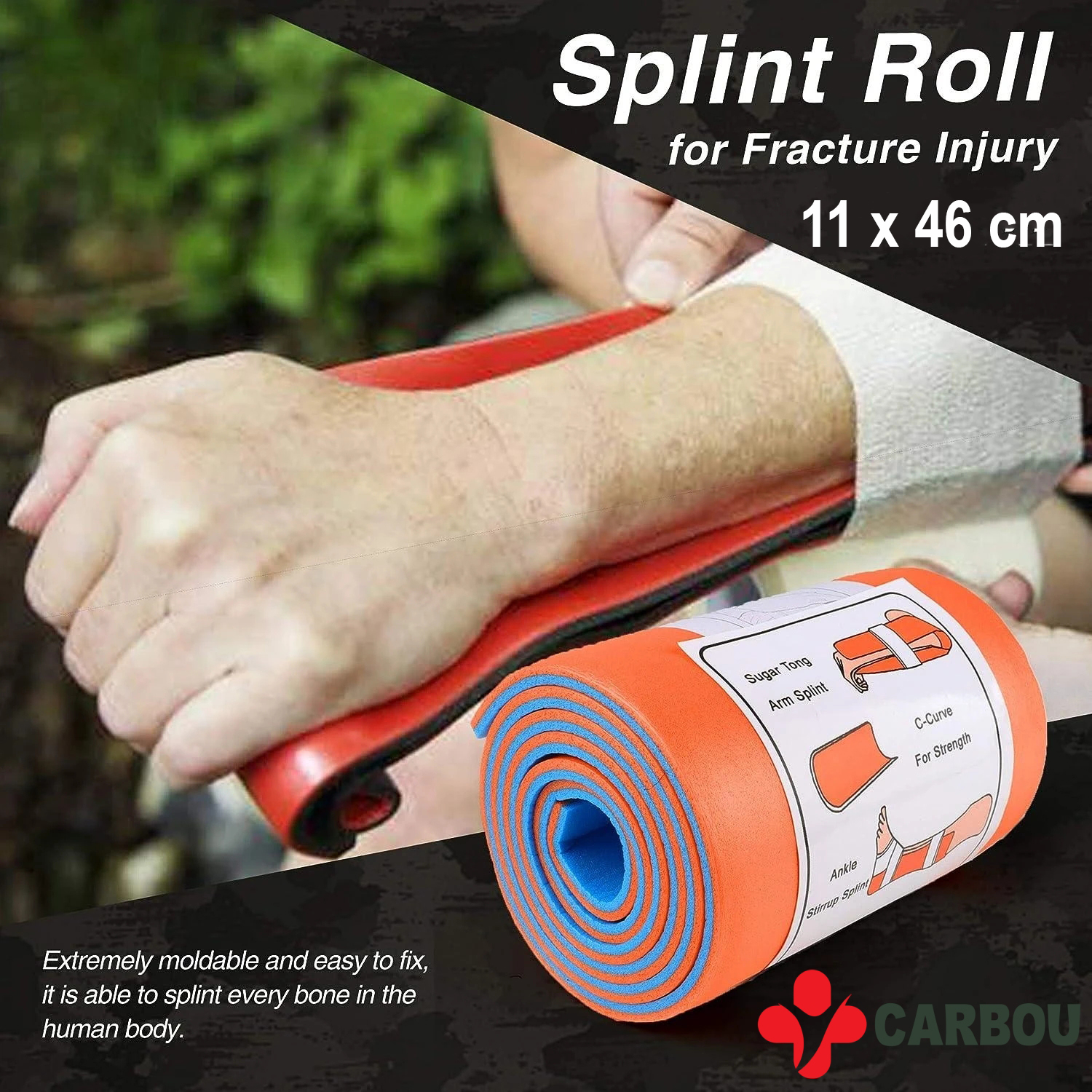 Gambar produk CARBOU Splint Roll Patah Tulang Bidai Spalk Aluminium 11x46cm - CB01