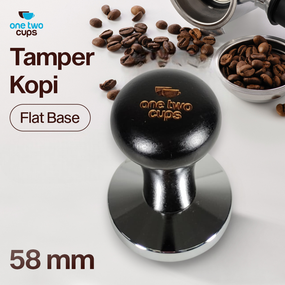 Gambar produk One Two Cups Tamper Kopi Espresso Flat Base Stainless Steel 58mm - R58