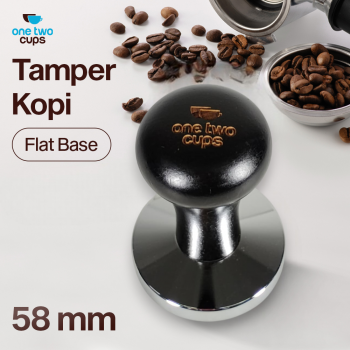 One Two Cups Tamper Kopi Espresso Flat Base Stainless Steel 58mm - R58