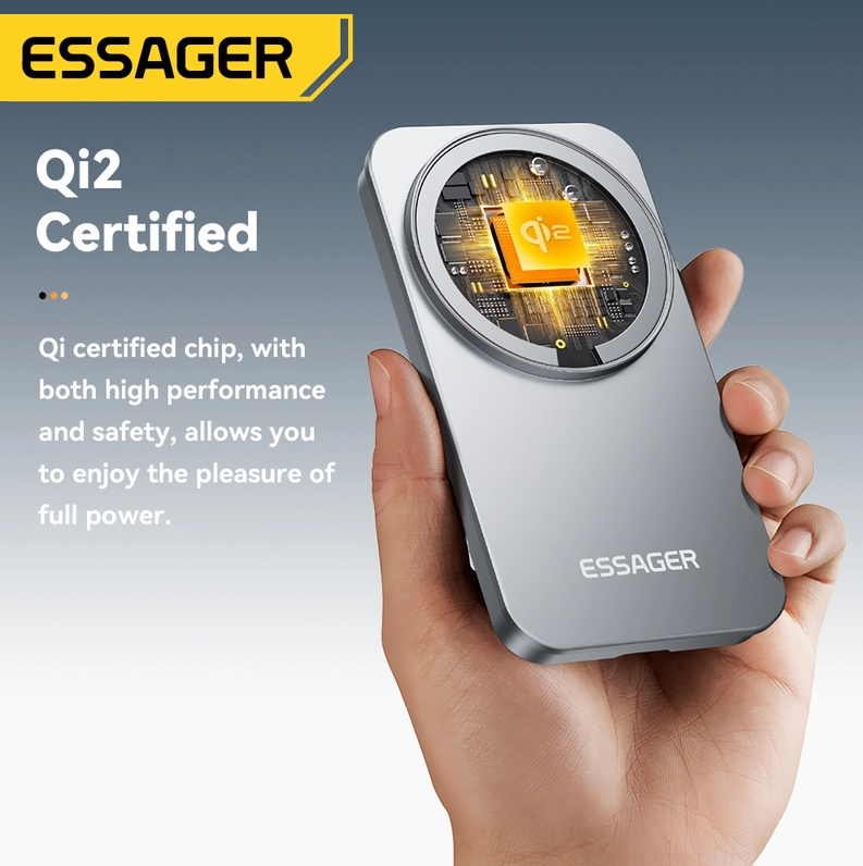 Gambar produk ESSAGER Wireless Charger Qi2 2in1 Magnetic Stand Desktop iPhone 15W - OJD-135