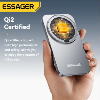 Gambar produk ESSAGER Wireless Charger Qi2 2in1 Magnetic Stand Desktop iPhone 15W - OJD-135