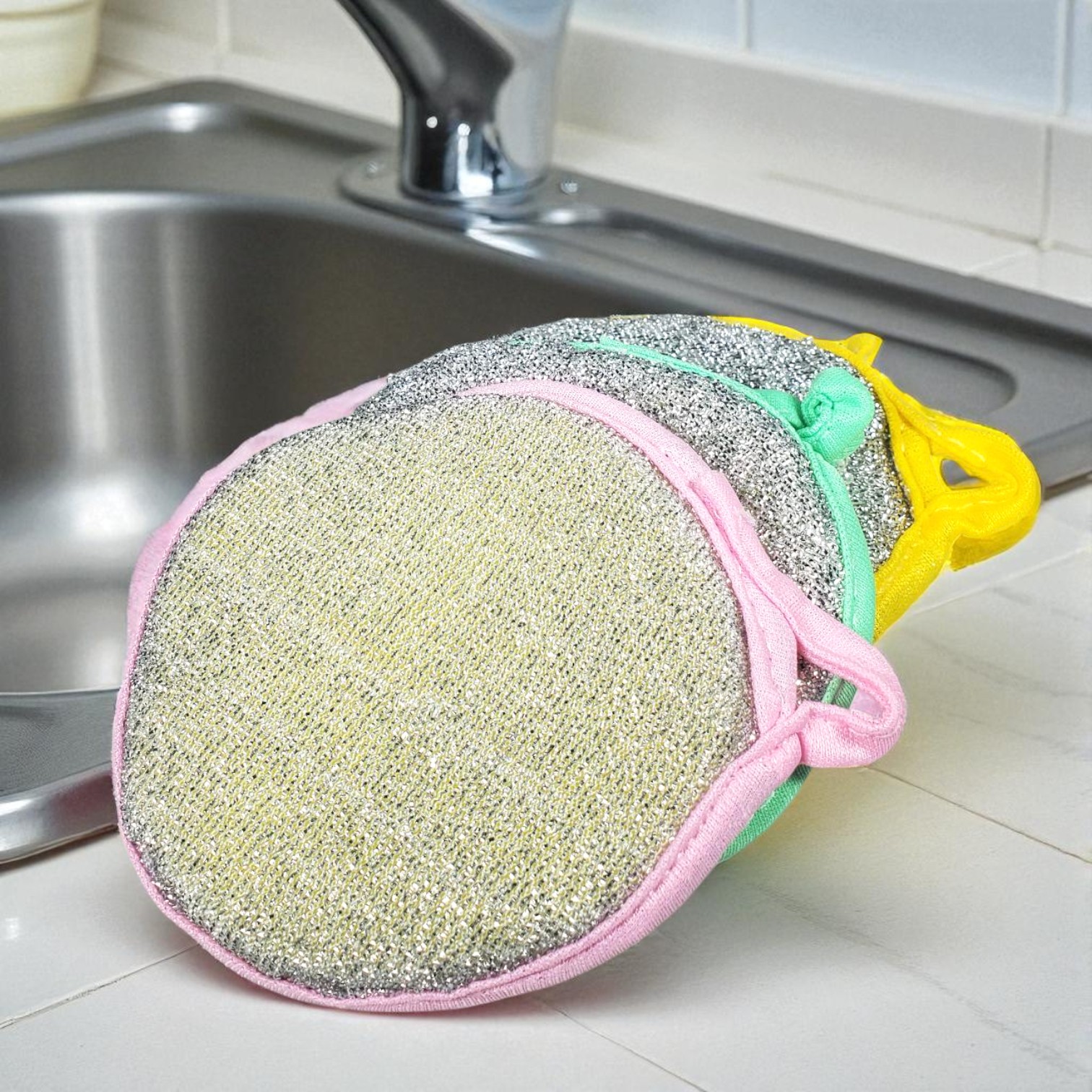 TaffHOME Spons Cuci Piring Double Side Cleaning Sponge 3 PCS - 020 Gambar produk TaffHOME Spons Cuci Piring Double Side Cleaning Sponge 3 PCS - 020