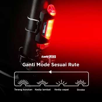 Gambar produk TaffLED Lampu Belakang Sepeda LED USB Rechargeable 250mAh 15 Lumens - DC-918
