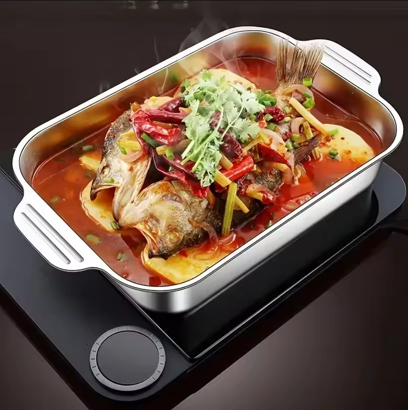 NLSLASI Loyang Nampan Tray Bakeware Grill Pan Magnetic Stainless 410 37x22x5cm - NL31 Gambar produk NLSLASI Loyang Nampan Tray Bakeware Grill Pan Magnetic Stainless 410 37x22x5cm - NL31