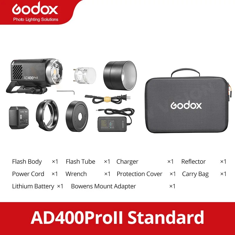 Gambar produk Godox Flash Camera Wireless 2.4GHz TTL 3in1 Color 2600mAh 400Ws - AD400ProII