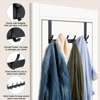 Gambar produk FMB Gantungan Baju Belakang Pintu Organizer Rack 6 Hook - INU99