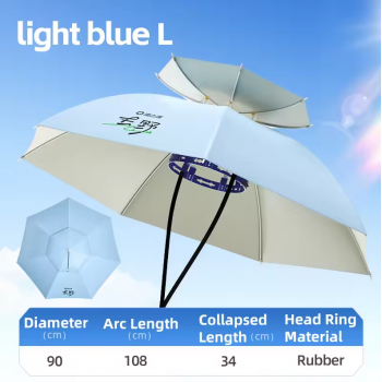 YUZHIYUAN Topi Payung Kepala Umbrella Hat Hands-Free Fiberglass Frame - W654