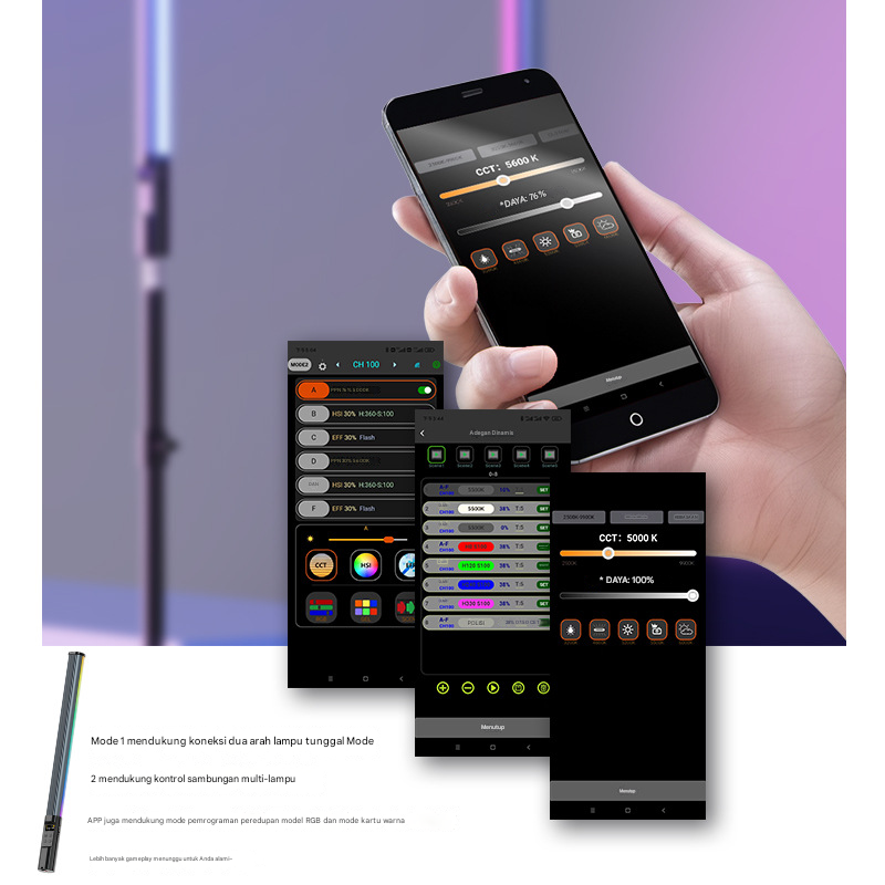 Gambar produk LIYADI Lampu Fotografi LED Portabel RGB Tube Light 10W 9900K - LP430 PRO