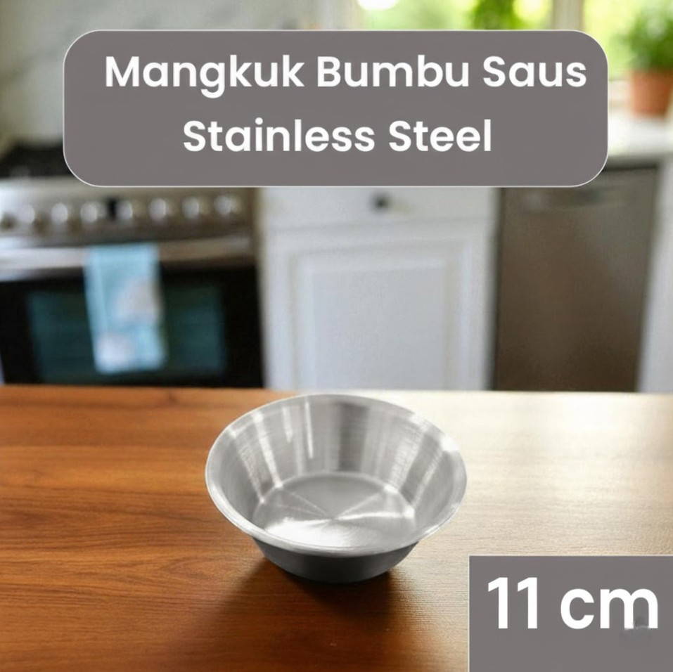 ALRY Mangkuk Bumbu Saus Stainless Steel Western Seasoning Bowl 11cm - YX-304 Gambar produk ALRY Mangkuk Bumbu Saus Stainless Steel Western Seasoning Bowl 11cm - YX-304