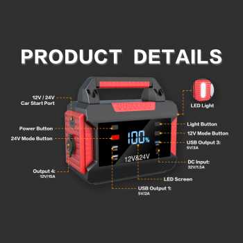 Gambar produk ZUIDID Car Jump Starter 12V/24V 42000mAh Triple USB - R30
