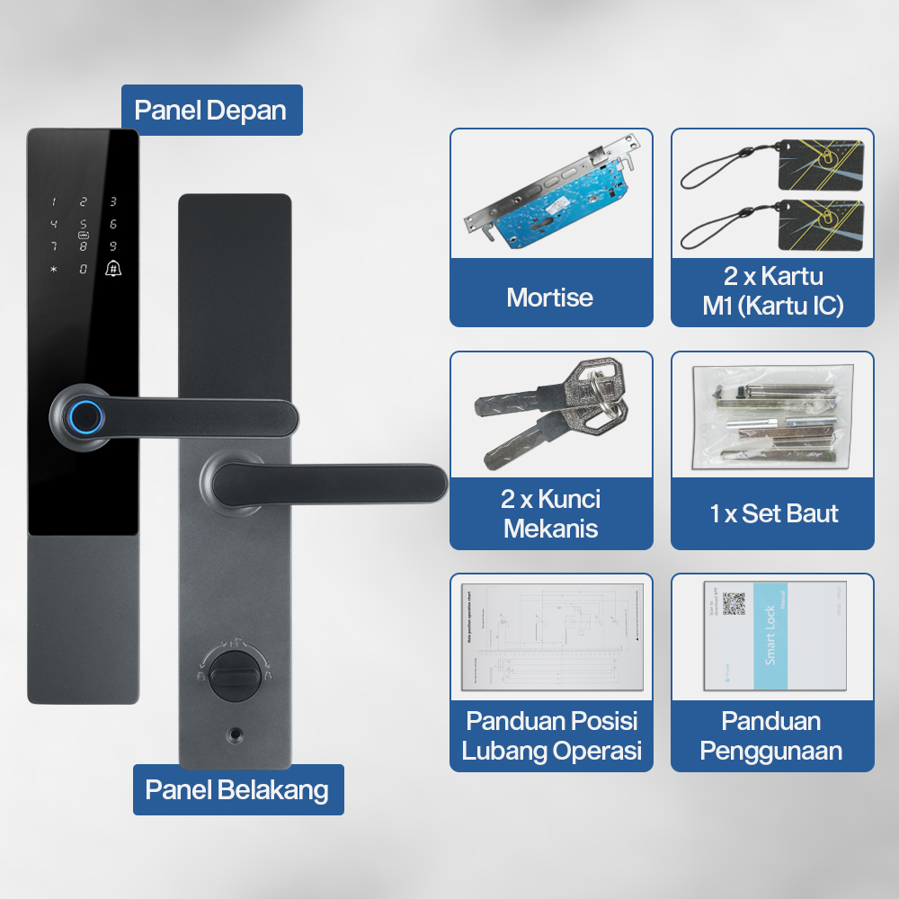SMARTSTONE Smart Door Lock Fingerprint Password WiFi Tuya App - G3F Gambar produk SMARTSTONE Smart Door Lock Fingerprint Password WiFi Tuya App - G3F