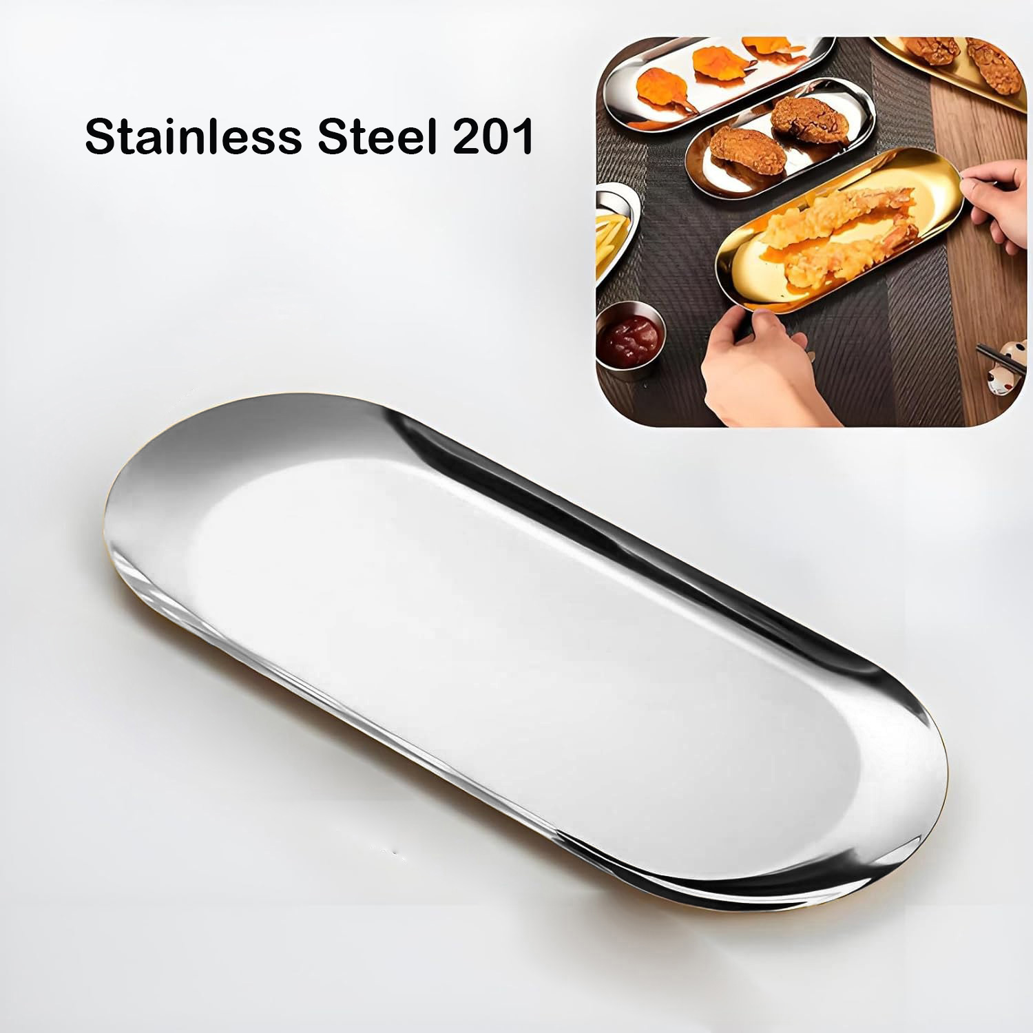 ATH Nampan Stainless Steel 201 Elliptical Disc Flat Bottom 22.3x9.2cm - A-23 Gambar produk ATH Nampan Stainless Steel 201 Elliptical Disc Flat Bottom 22.3x9.2cm - A-23