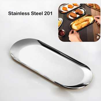 ATH Nampan Stainless Steel 201 Elliptical Disc Flat Bottom 22.3x9.2cm - A-23