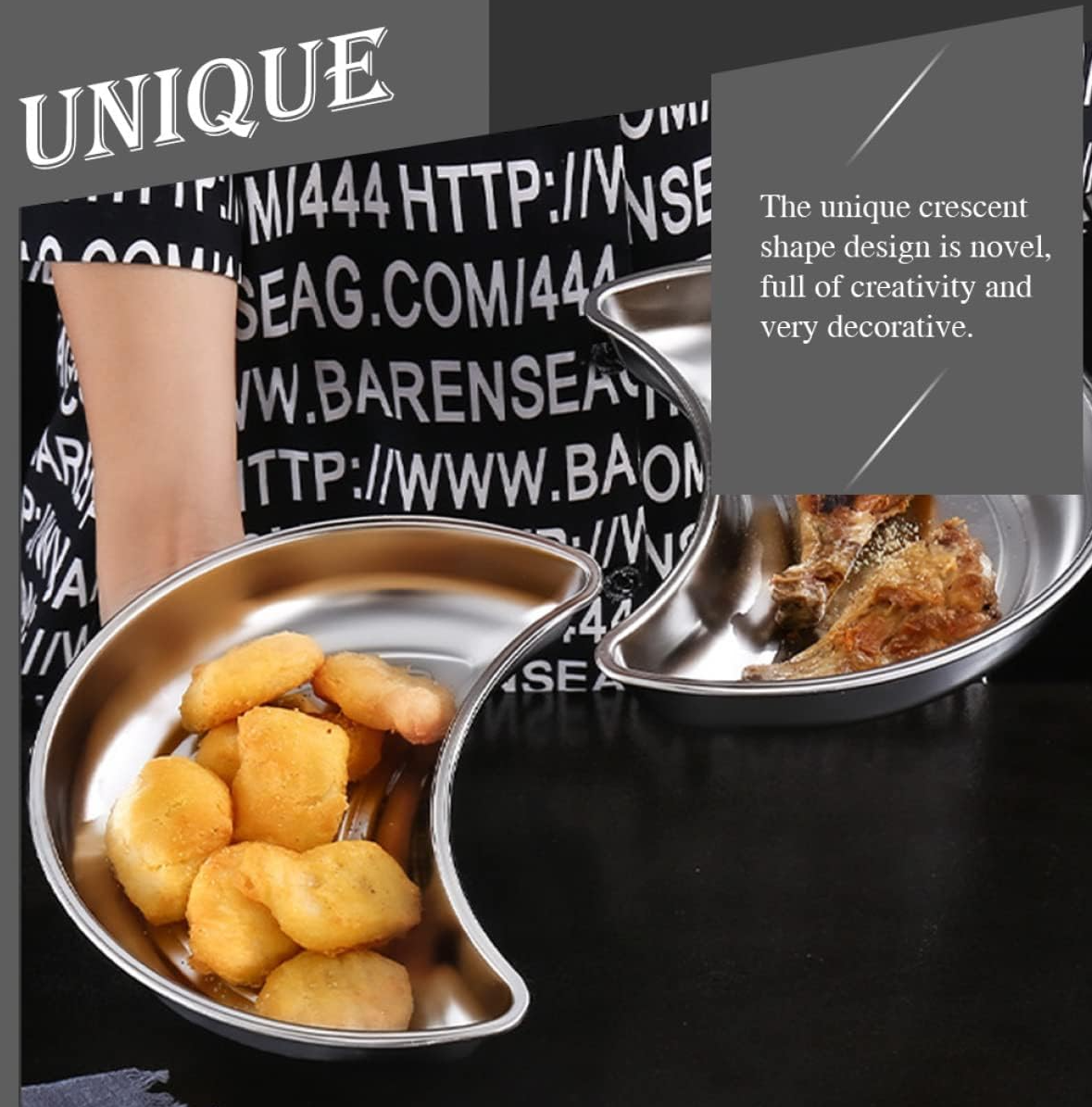 ATH Nampan Tray Mangkuk Makanan Bulan Sabit Stainless 201 25x16x3cm - AT25 Gambar produk ATH Nampan Tray Mangkuk Makanan Bulan Sabit Stainless 201 25x16x3cm - AT25