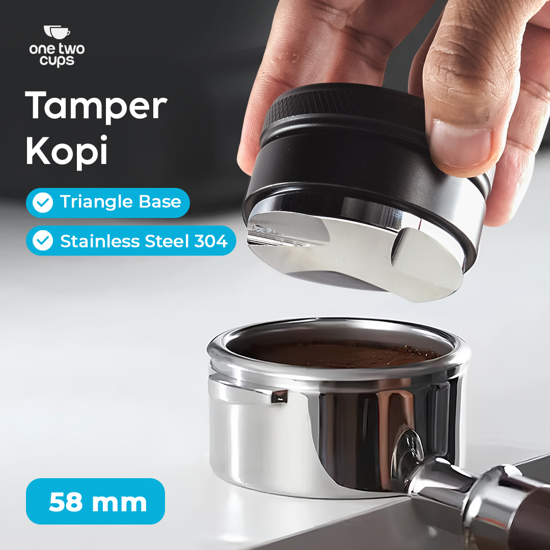 Gambar produk One Two Cups Tamper Kopi Triangle Press Coffee Powder Stainless Steel 58mm - 3153