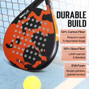 Gambar produk CWIN Raket Padel Teardrop Carbon Glass Fiber 3.8cm Thickness 360g - 4003