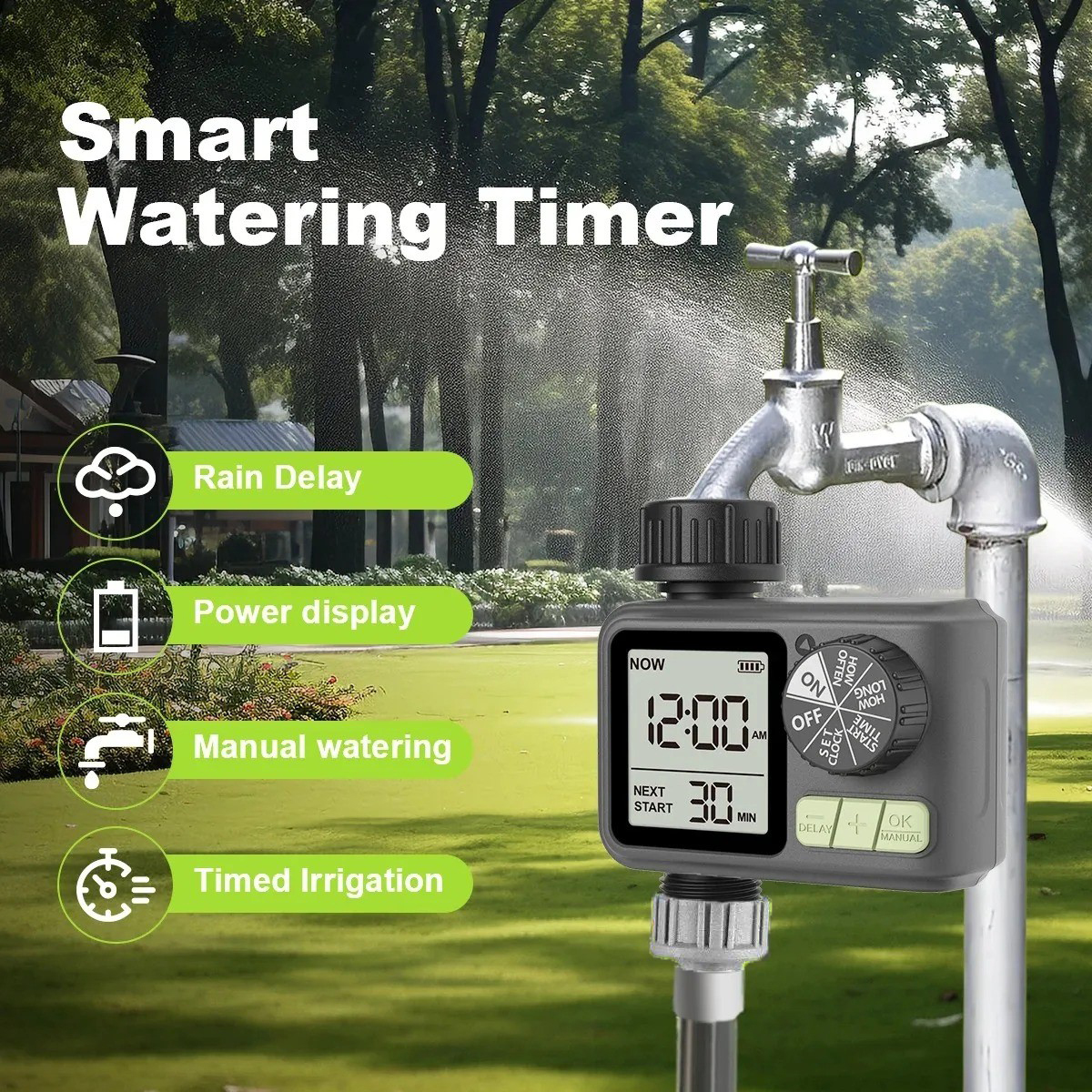 HICUT Timer Penyiram Tanaman Digital Watering Sprinkler IPX5 - HCT-M05 Gambar produk HICUT Timer Penyiram Tanaman Digital Watering Sprinkler IPX5 - HCT-M05