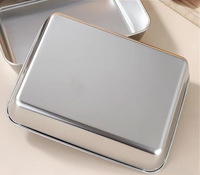 Eggy Loyang Nampan Tray Grill Pan Oven Baking Stainless Steel 430 26x20x5cm - EG36 Gambar produk Eggy Loyang Nampan Tray Grill Pan Oven Baking Stainless Steel 430 26x20x5cm - EG36